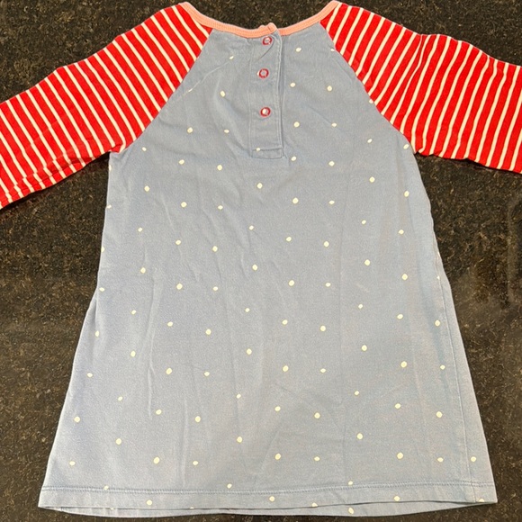 Blue Dress with Red Striped Sleeves - Picture 6 of 7